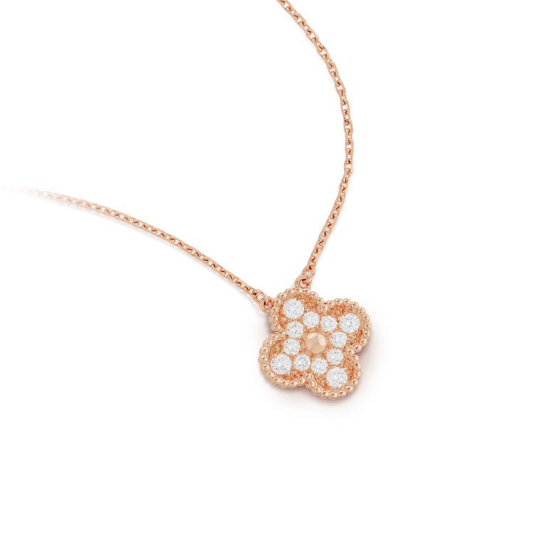 [Vintora]CLOVER 15MM DIAMOND SINGLE FLOWER NECKLACE