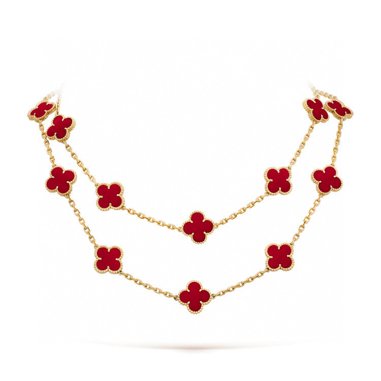 [Vintora]CLOVER 20 MOTIFS CARNELIAN NECKLACE