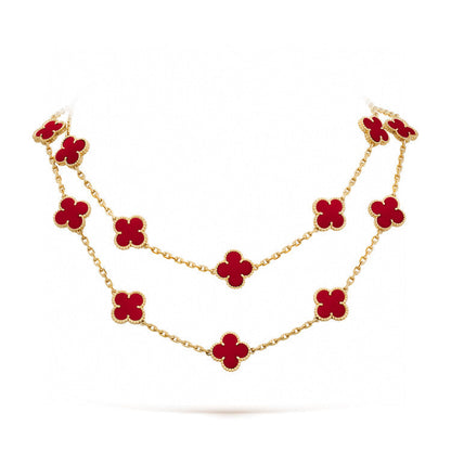 [Vintora]CLOVER 20 MOTIFS CARNELIAN NECKLACE