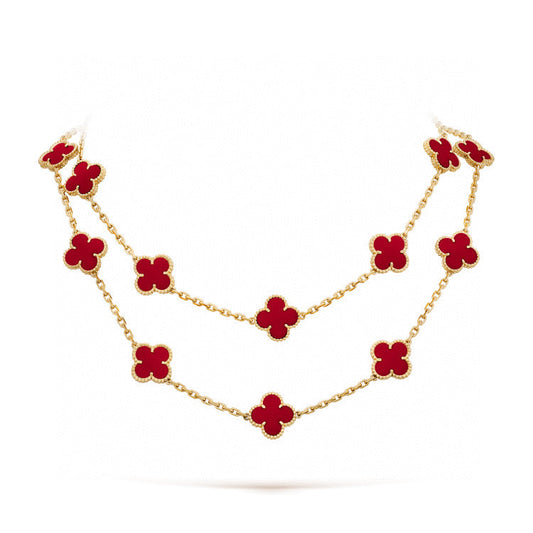 [Vintora]CLOVER 20 MOTIFS CARNELIAN NECKLACE