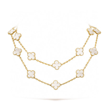 [Vintora]CLOVER 20 MOTIFS WHITE MOP NECKLACE