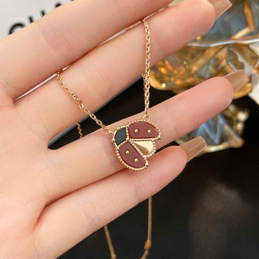 [Vintora]LUCKY  CARNELIANS LADYBUG NECKLACE