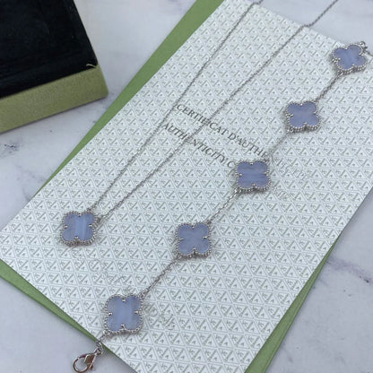 [Vintora] CLOVER 5 MOTIF PURPLE CHALCEDONY BRACELET COLLECTION
