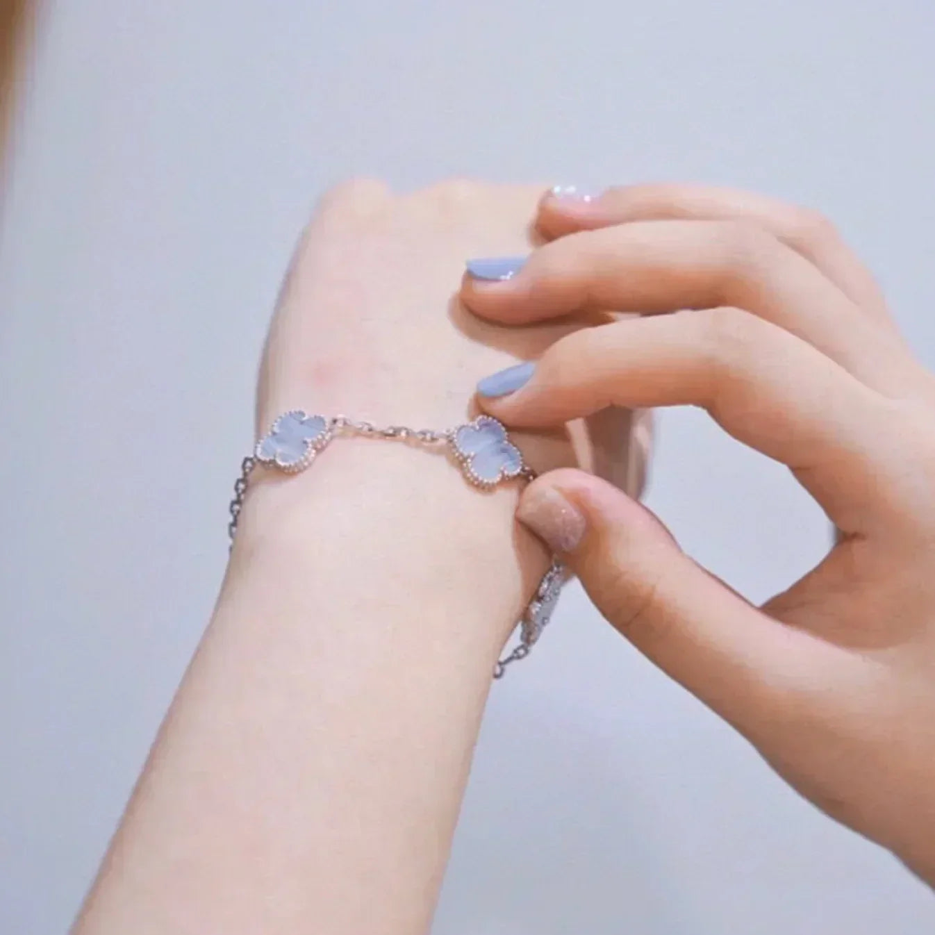 [Vintora] CLOVER 5 MOTIF PURPLE CHALCEDONY BRACELET COLLECTION