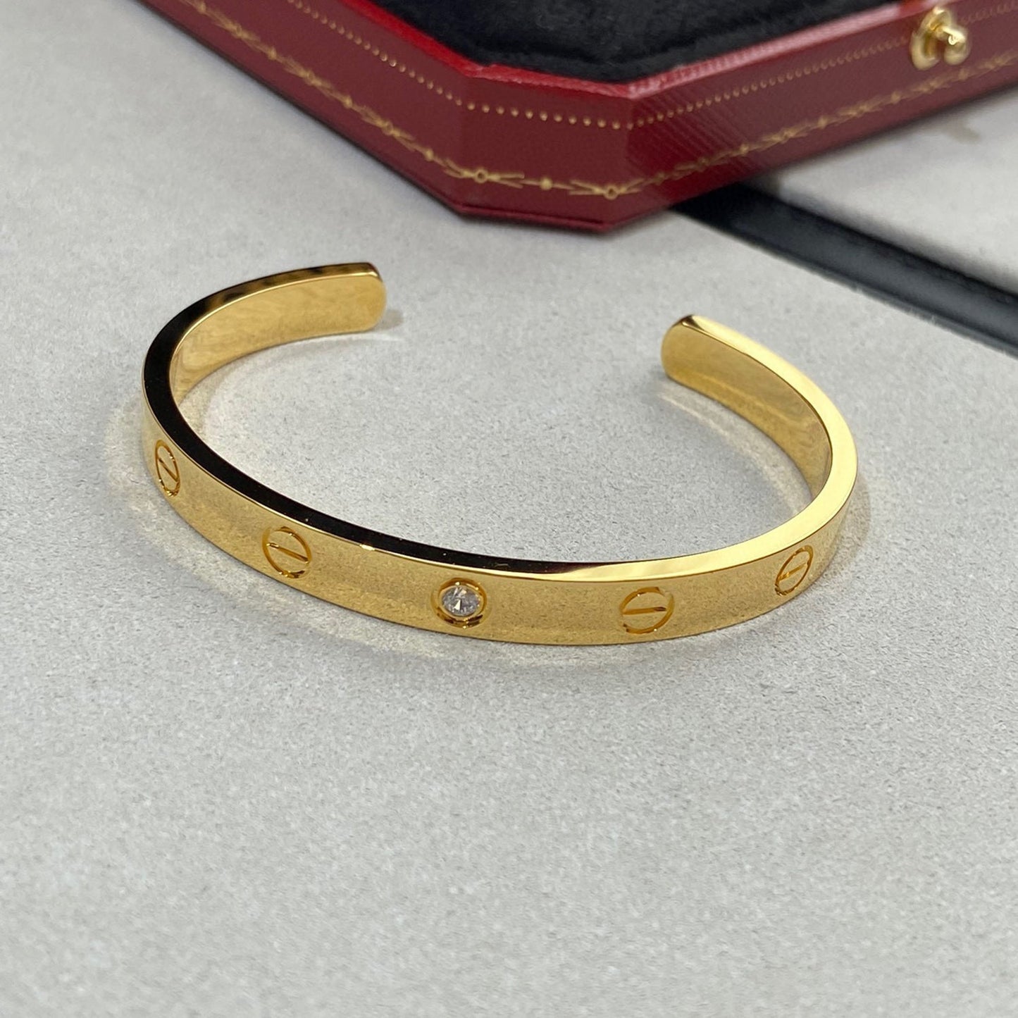 [Vintora]LOVE BRACELET 6.1MM 1 DIAMOND OPEN CUFF