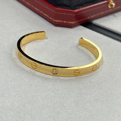 [Vintora]LOVE BRACELET 6.1MM 1 DIAMOND OPEN CUFF