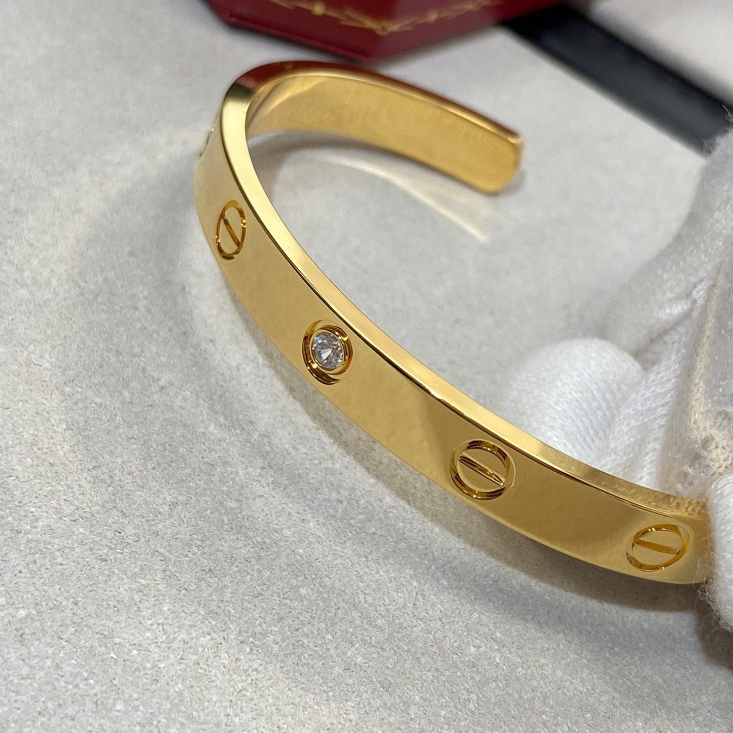[Vintora]LOVE BRACELET 6.1MM 1 DIAMOND OPEN CUFF