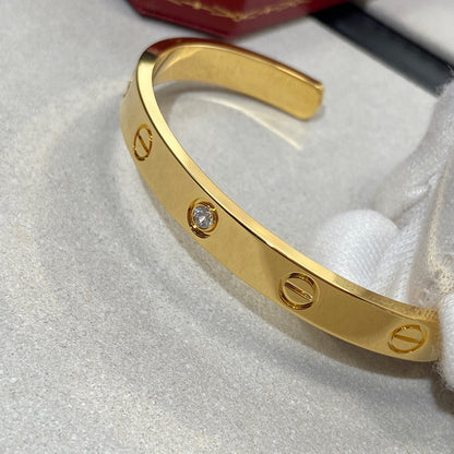 [Vintora]LOVE BRACELET 6.1MM 1 DIAMOND OPEN CUFF