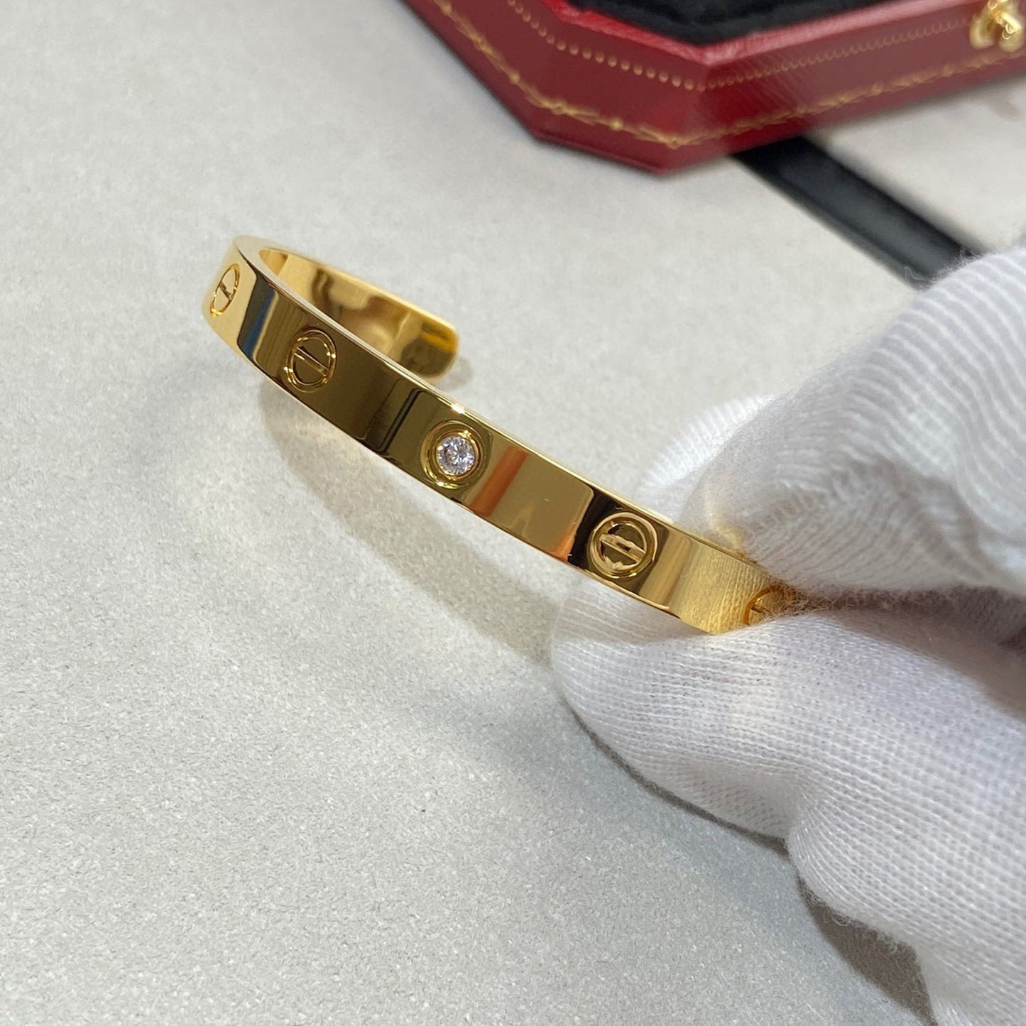 [Vintora]LOVE BRACELET 6.1MM 1 DIAMOND OPEN CUFF