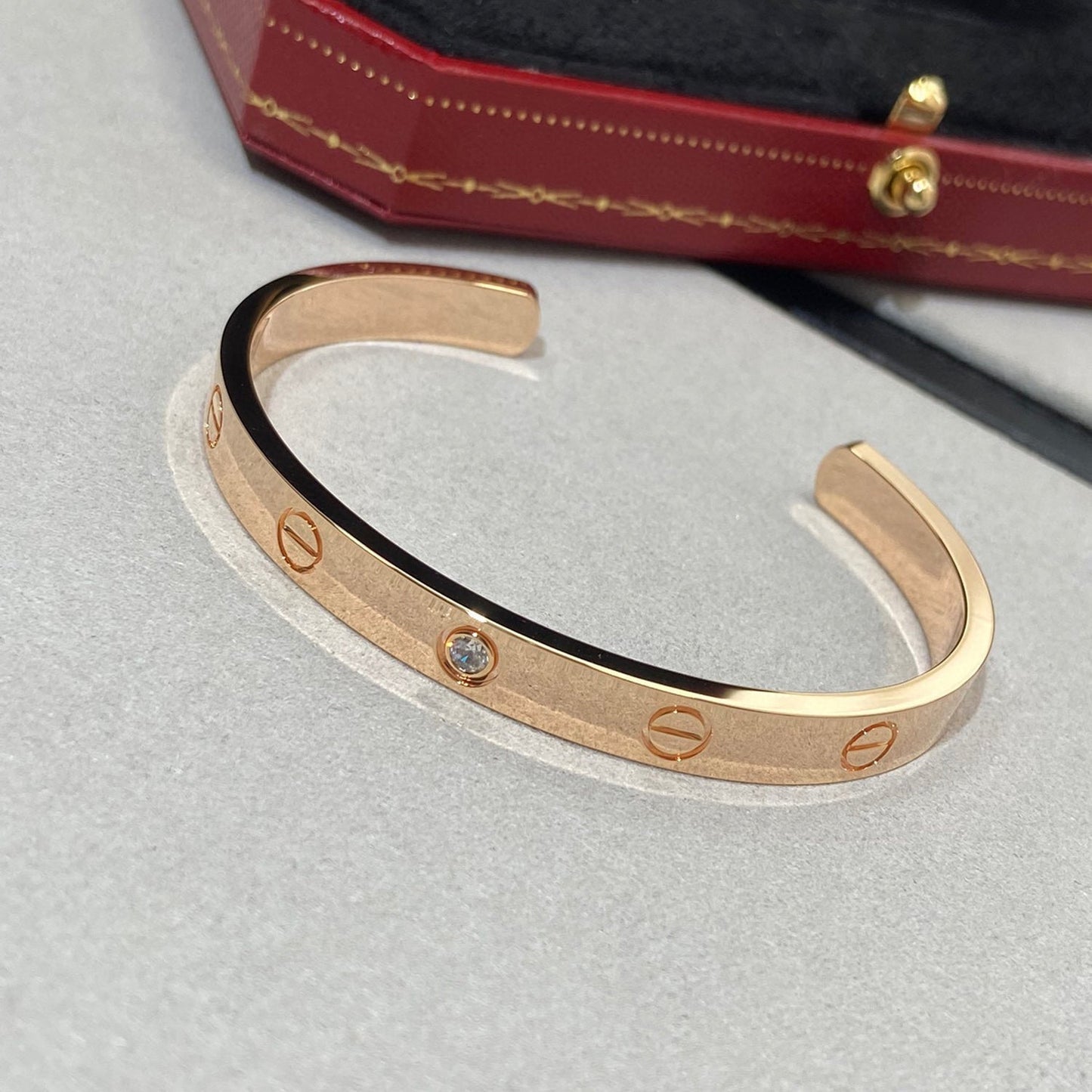 [Vintora]LOVE BRACELET 6.1MM 1 DIAMOND OPEN CUFF