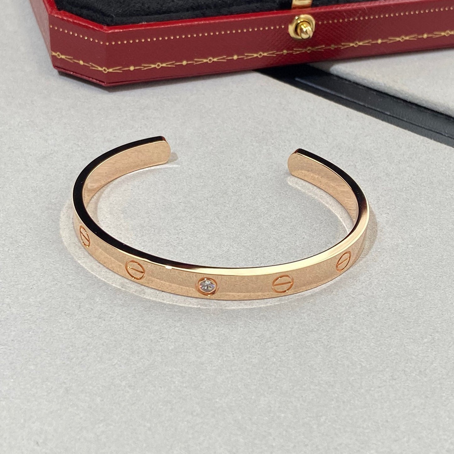 [Vintora]LOVE BRACELET 6.1MM 1 DIAMOND OPEN CUFF