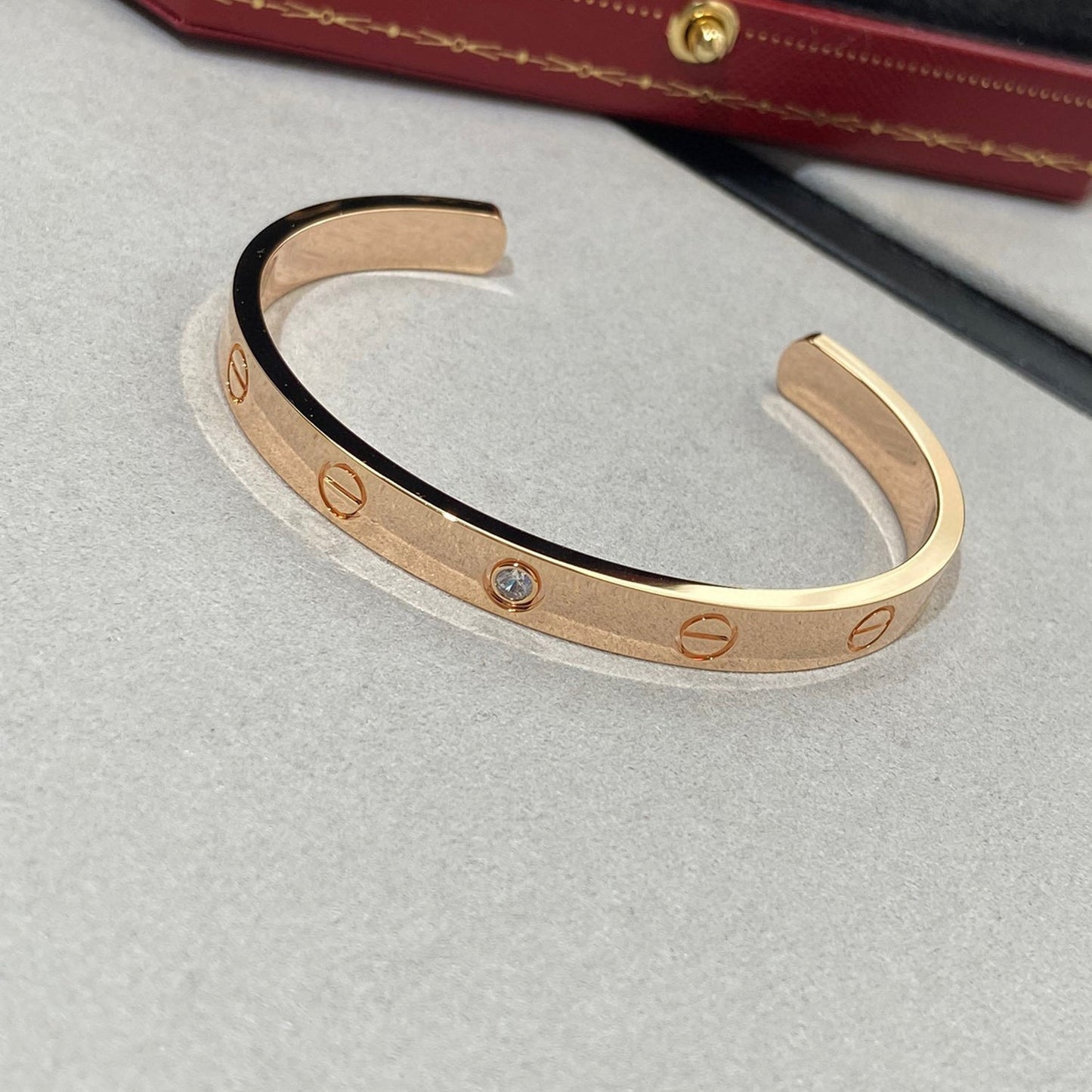 [Vintora]LOVE BRACELET 6.1MM 1 DIAMOND OPEN CUFF