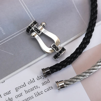 [Vintora]FORCE LARGE HORSESHOE BLACK DIAMOND BRACELET SILVER