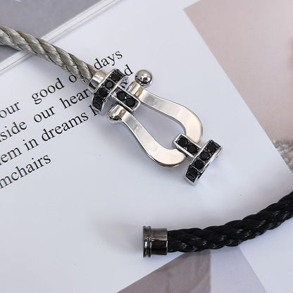 [Vintora]FORCE LARGE HORSESHOE BLACK DIAMOND BRACELET SILVER