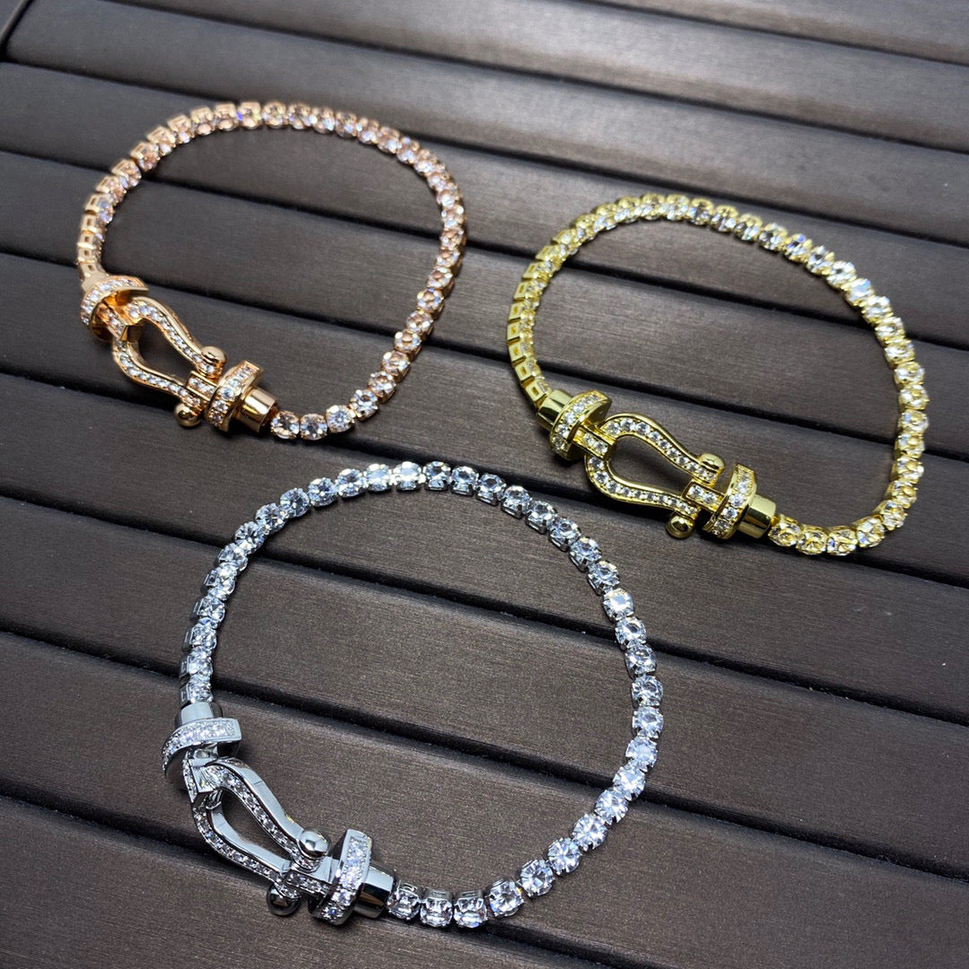 [Vintora]FORCE  LARGE HORSESHOE FULL DIAMOND TENNIS BRACELET