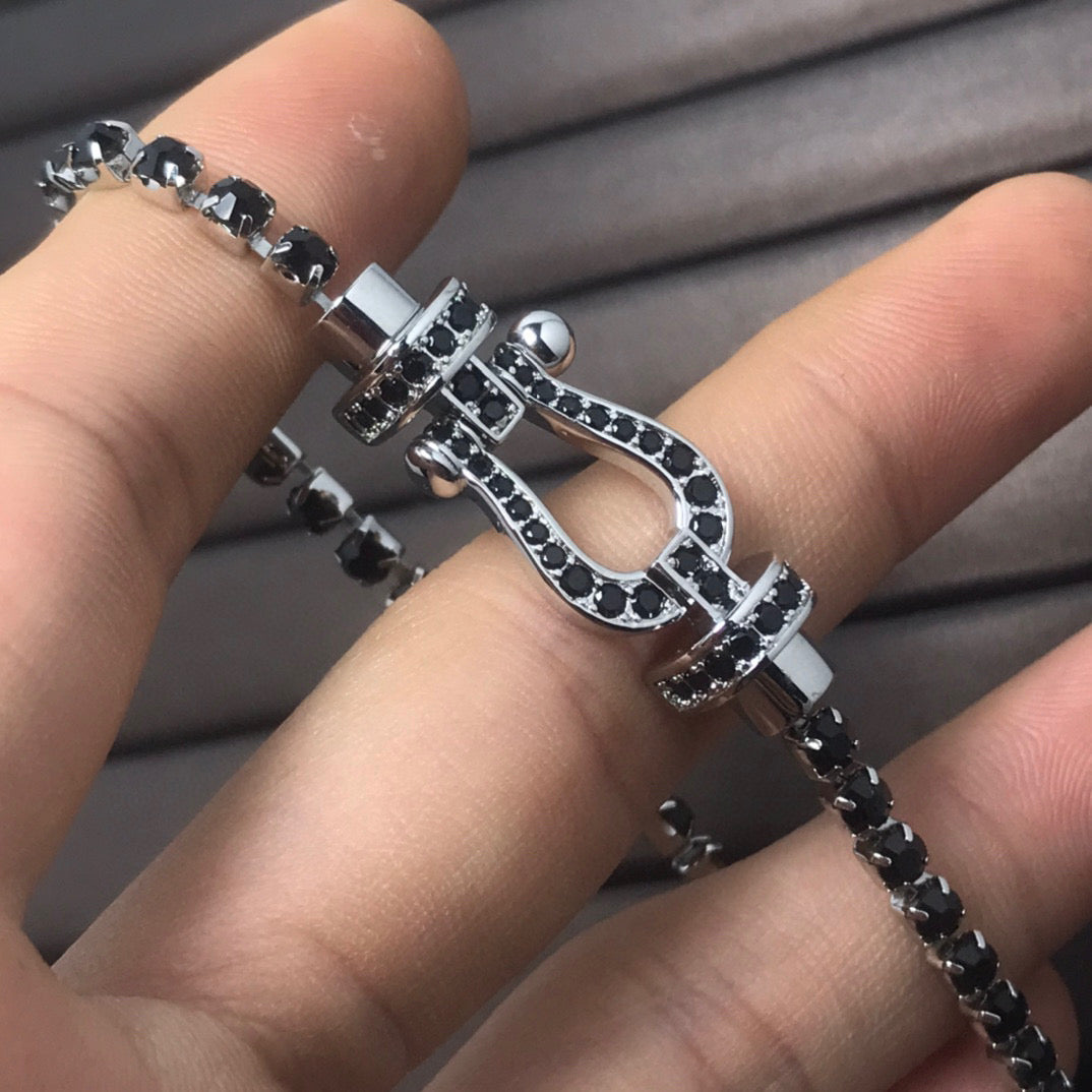 [Vintora]FORCE  LARGE HORSESHOE FULL DIAMOND TENNIS BRACELET