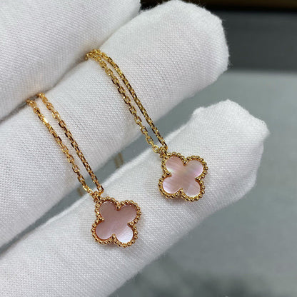 [Vintora]CLOVER 15MM PINK MOTHER-OF-PEARL SINGLE FLOWER NECKLACE