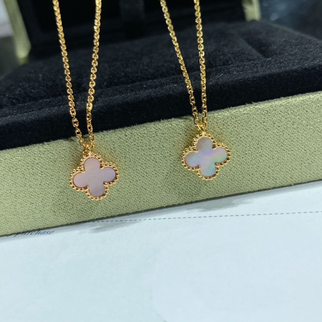 [Vintora]CLOVER 15MM PINK MOTHER-OF-PEARL SINGLE FLOWER NECKLACE