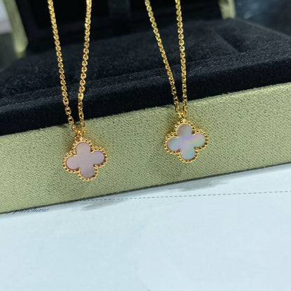 [Vintora]CLOVER 15MM PINK MOTHER-OF-PEARL SINGLE FLOWER NECKLACE