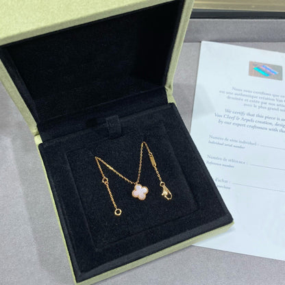 [Vintora]CLOVER 15MM PINK MOTHER-OF-PEARL SINGLE FLOWER NECKLACE