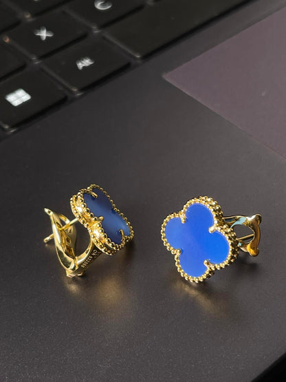 [Vintora] CLOVER LARGE (20mm) 1 MOTIFS BLUE MOP STUD EARRINGS