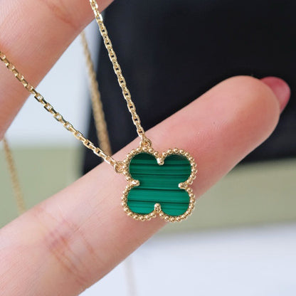 [Vintora]CLOVER 15MM MALACHITE SINGLE FLOWER  NECKLACE