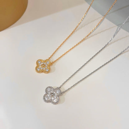 [Vintora]CLOVER 15MM DIAMOND SINGLE FLOWER NECKLACE