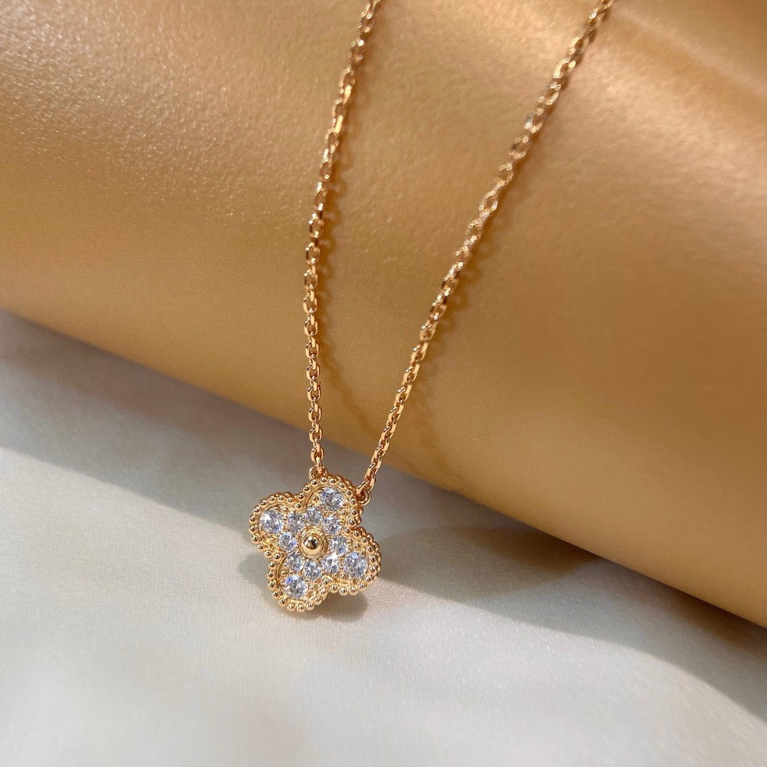 [Vintora]CLOVER 15MM DIAMOND SINGLE FLOWER NECKLACE