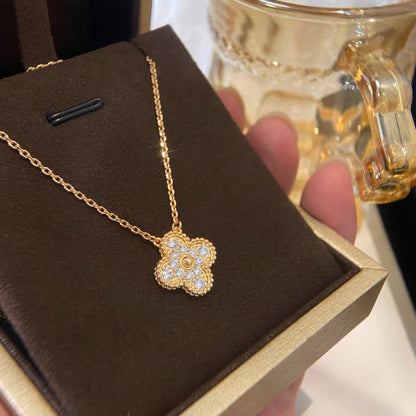 [Vintora]CLOVER 15MM DIAMOND SINGLE FLOWER NECKLACE