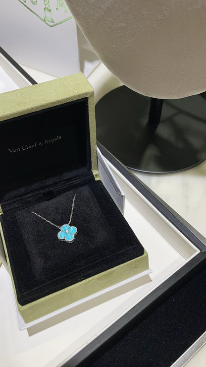 [Vintora]CLOVER 15MM DIAMOND SVRES PORCELAIN  NECKLACE SILVER