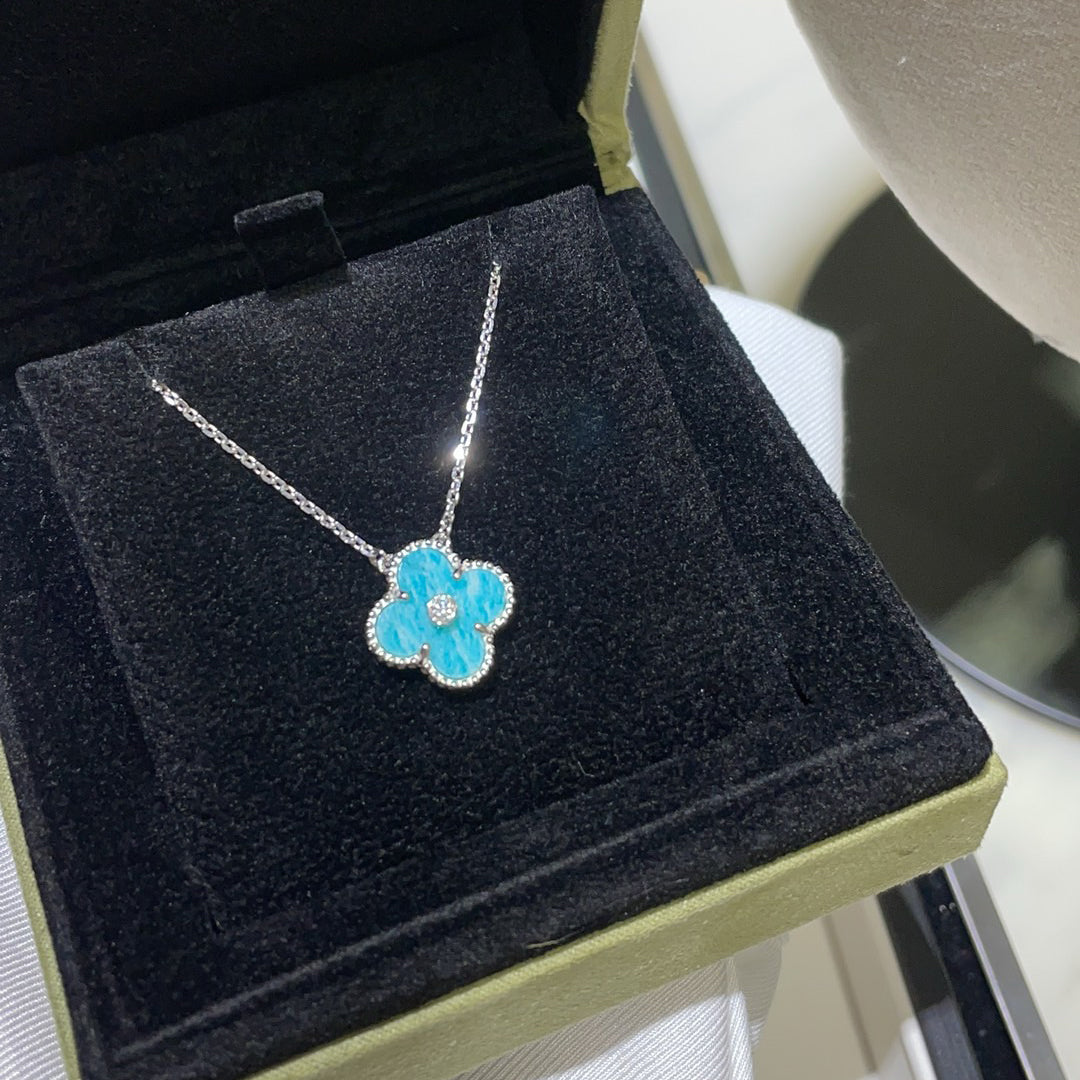 [Vintora]CLOVER 15MM DIAMOND SVRES PORCELAIN  NECKLACE SILVER