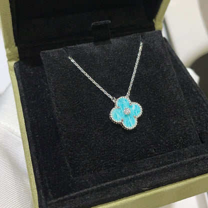 [Vintora]CLOVER 15MM DIAMOND SVRES PORCELAIN  NECKLACE SILVER