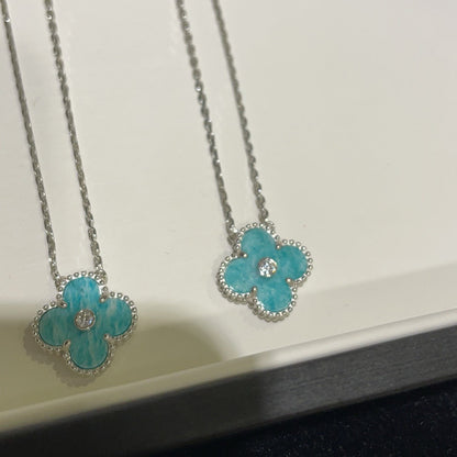 [Vintora]CLOVER 15MM DIAMOND SVRES PORCELAIN  NECKLACE SILVER