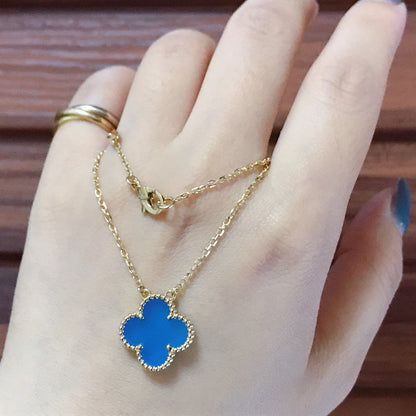 [Vintora]CLOVER 15MM BLUE AGATE NECKLACE