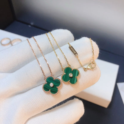 [Vintora]CLOVER 15MM DIAMOND TURQUOISE NECKLACE