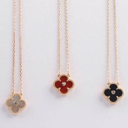 [Vintora]CLOVER 15MM DIAMOND CARNELIAN NECKLACE