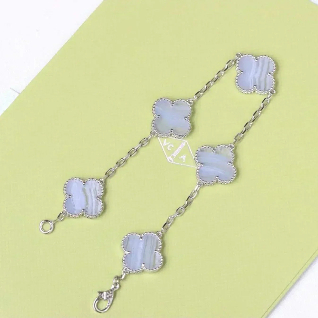 [Vintora] CLOVER 5 MOTIF PURPLE CHALCEDONY BRACELET COLLECTION