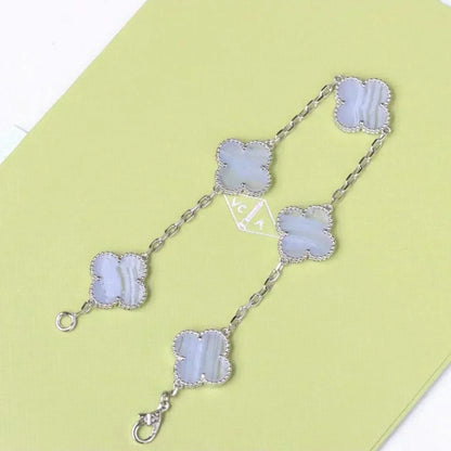 [Vintora] CLOVER 5 MOTIF PURPLE CHALCEDONY BRACELET COLLECTION