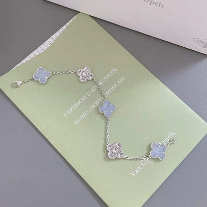 [Vintora] CLOVER 5 MOTIF PURPLE CHALCEDONY BRACELET COLLECTION