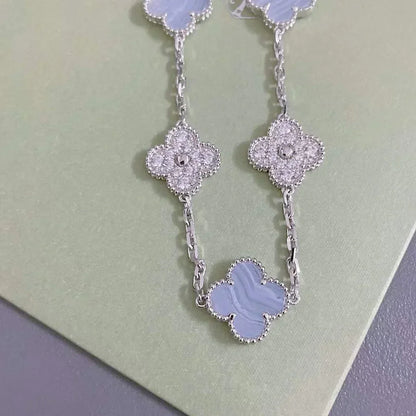 [Vintora] CLOVER 5 MOTIF PURPLE CHALCEDONY BRACELET COLLECTION