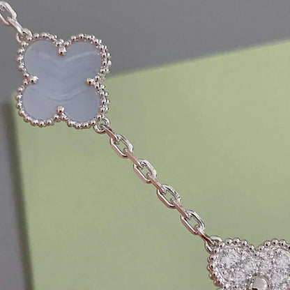 [Vintora] CLOVER 5 MOTIF PURPLE CHALCEDONY BRACELET COLLECTION