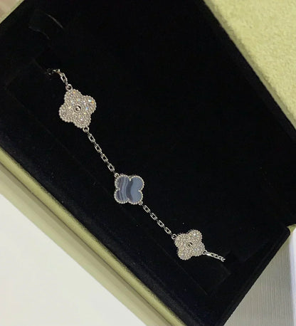 [Vintora] CLOVER 5 MOTIF PURPLE CHALCEDONY BRACELET COLLECTION