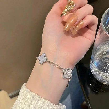 [Vintora] CLOVER 5 MOTIF PURPLE CHALCEDONY BRACELET COLLECTION
