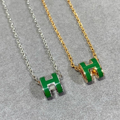 [Vintora]POP H GREEN NECKLACE SILVER AND GOLD