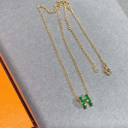 [Vintora]POP H GREEN NECKLACE SILVER AND GOLD
