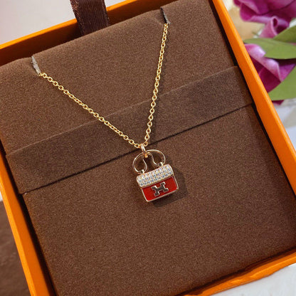 [Vintora]CONSTANCE RED PEDANT PINK GOLD NECKLACE