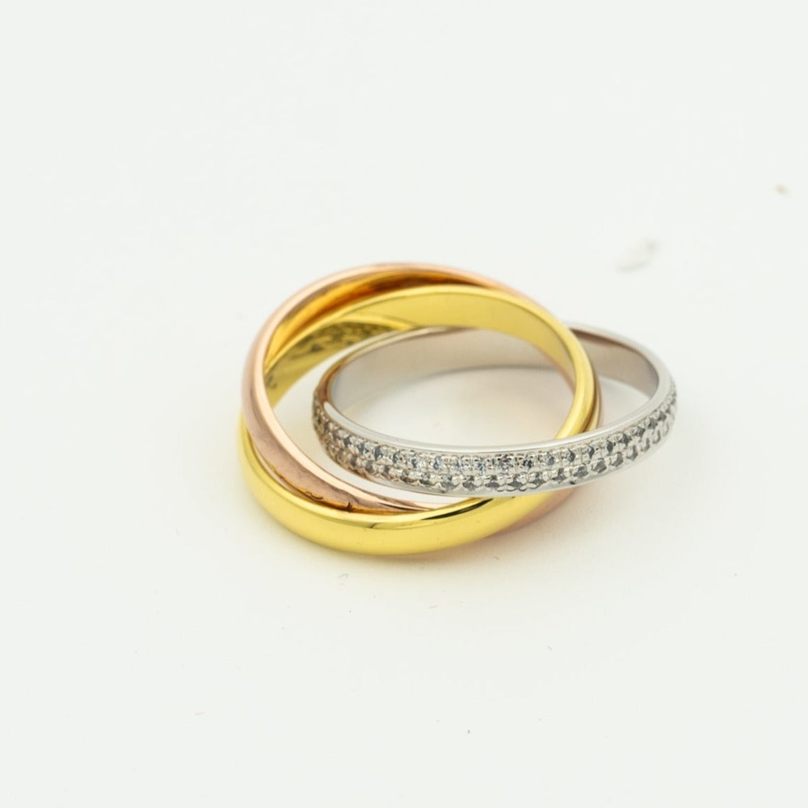 [Vintora Jewelry]TRINITY RING GOLD PINK GOLD SILVER DIAMONDS