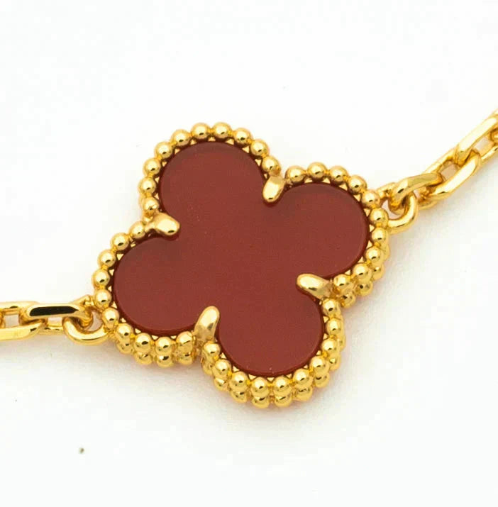 [Vintora] CLOVER 5 MOTIF RED CORNELIAN BRACELET COLLECTION