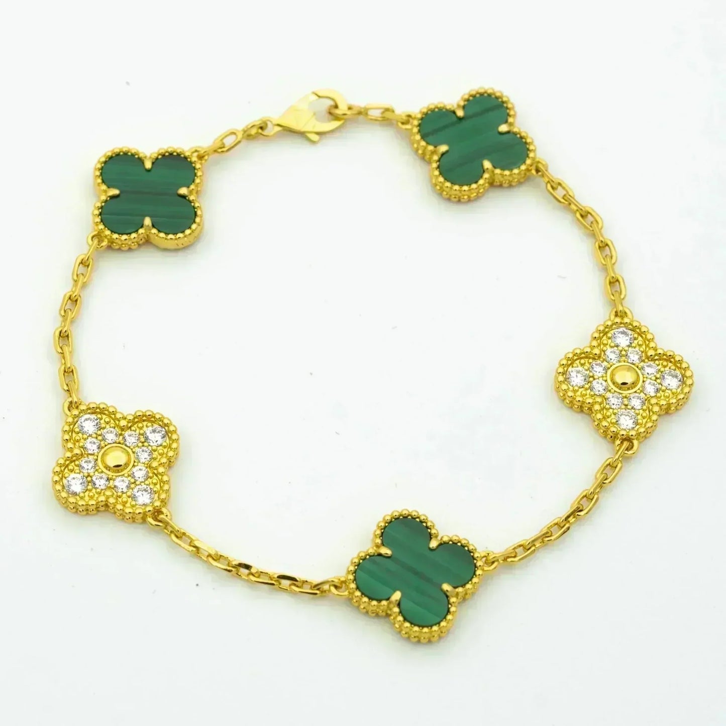 [Vintora] CLOVER 5 MOTIF MALACHITE BRACELET COLLECTION