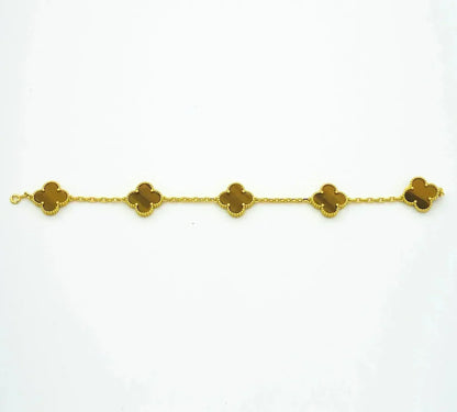 [Vintora] CLOVER 5 MOTIFS TIGER EYE BRACELET COLLECTION